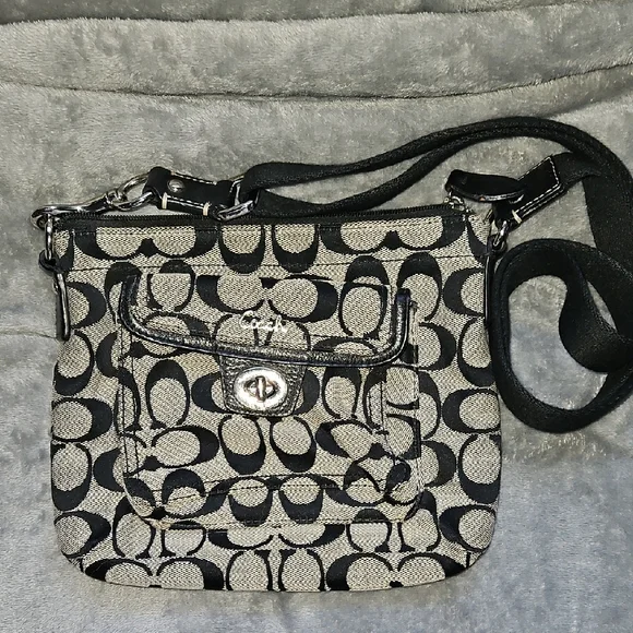 Coach Signature Black and Gray Crossbody Bag - Picture 1 of 5